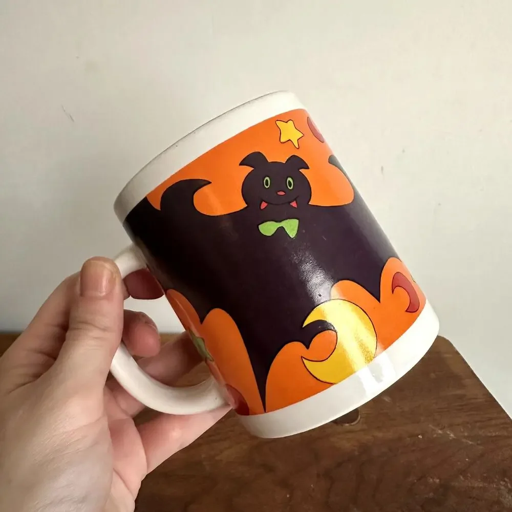Vintage Halloween Flying Bat Coffee Cup